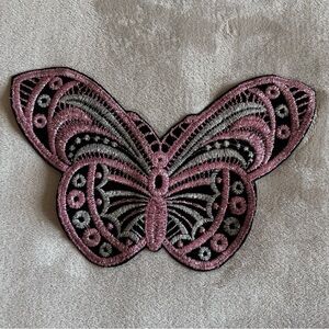Elegant Pink Butterfly Embroidered Patch